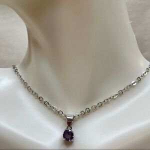 EFFY Small Faux Amethyst Gemstone on Silver Toned Chain.